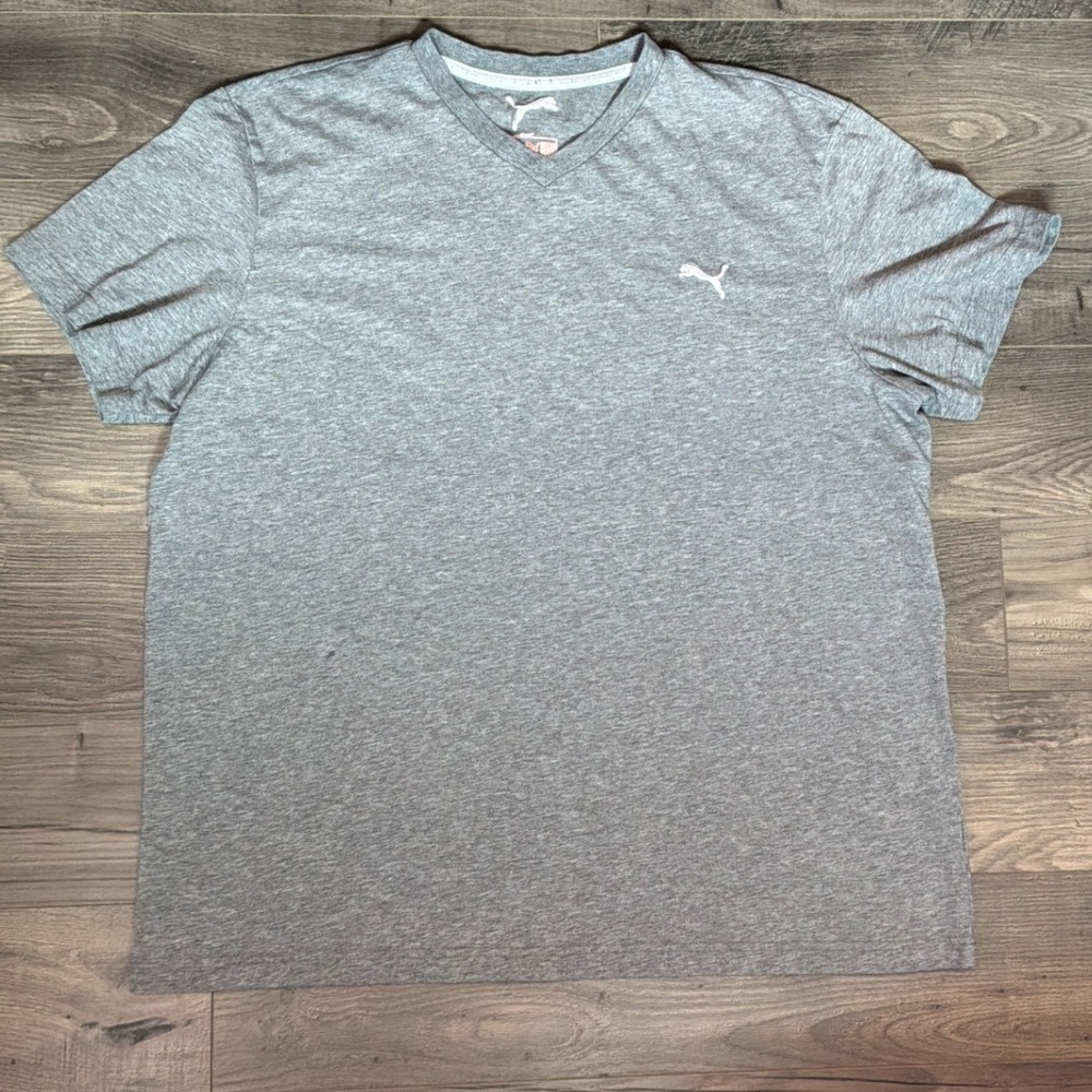 Puma Mens XL Heather Grey‎ dryCELL V-Neck Athletic Training T-Shirt CleverDRY